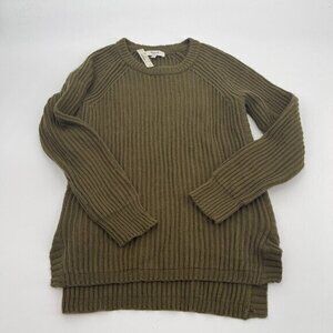 Madewell Sweater XS Womens Green Side Zip Casual Knit Crew Neck Preppy Casual